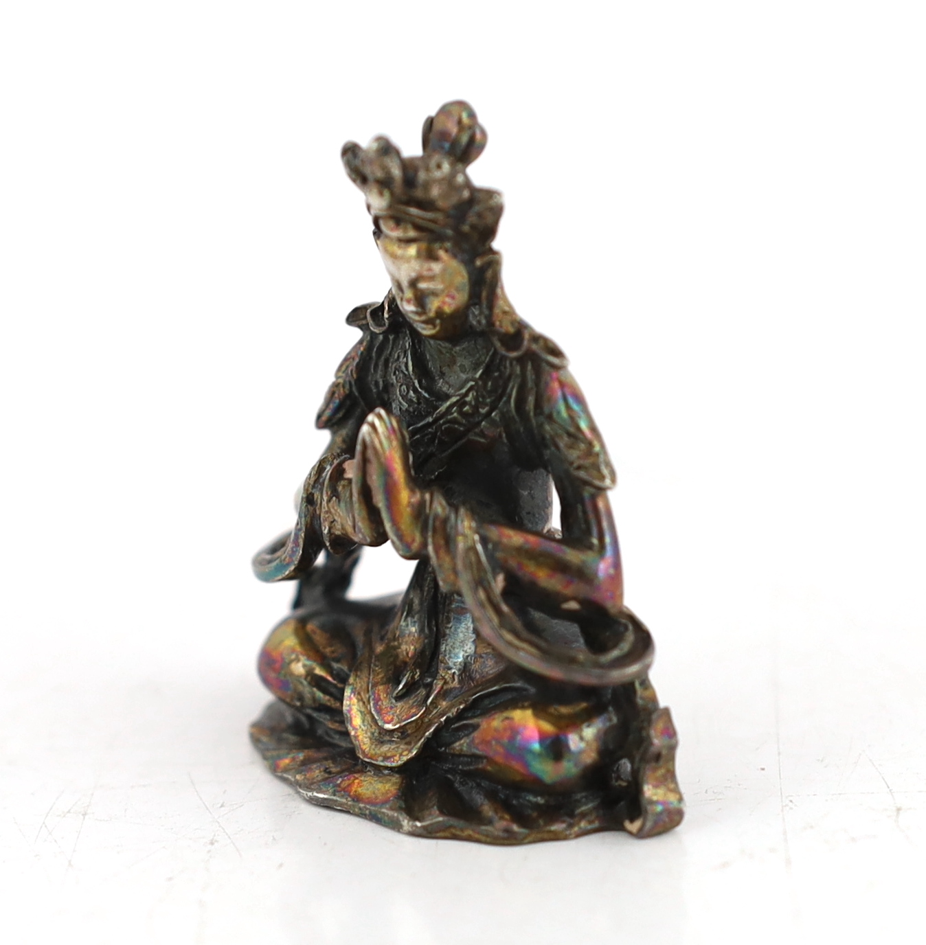 A Chinese miniature silver figure of a Bodhisattva, 18th/19th century